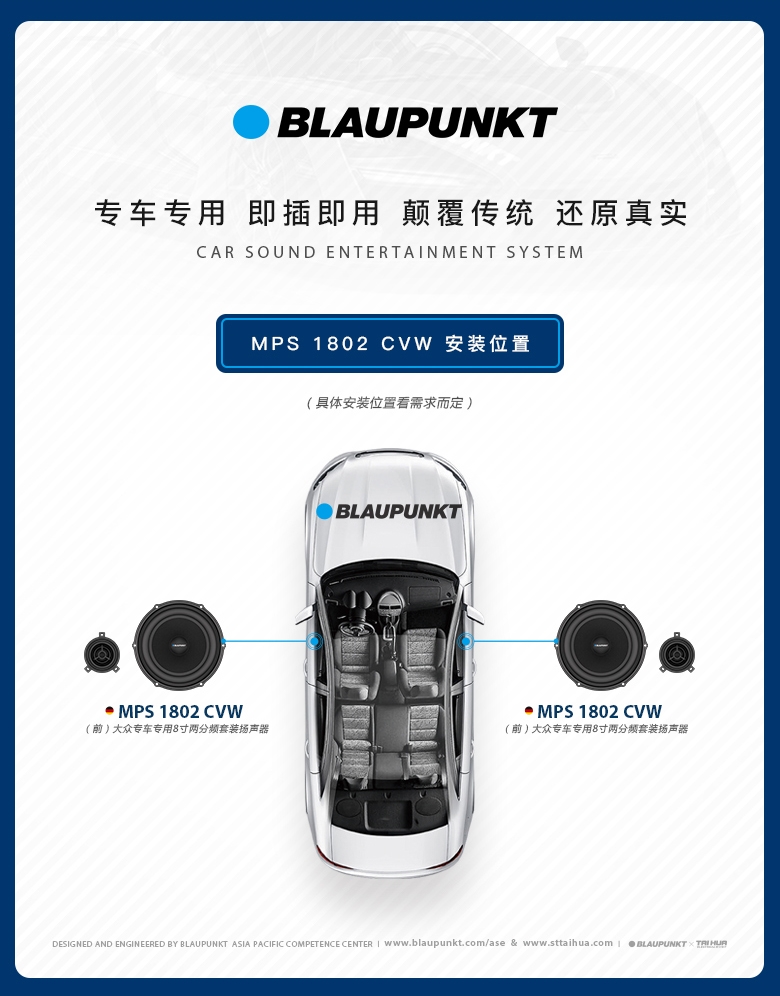 德國（藍寶BLAUPUNKT）MPS 1802 CVW大眾專用8寸喇叭