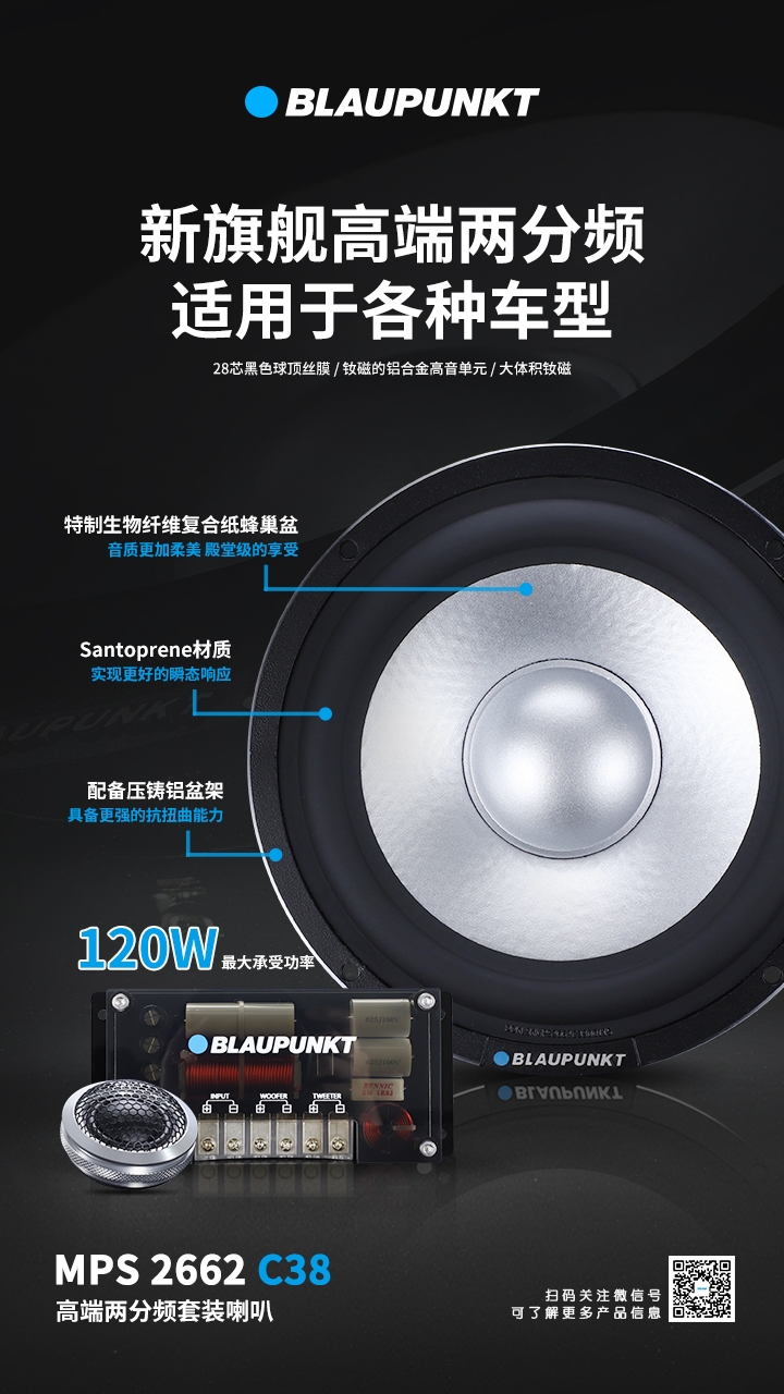 德國（藍寶BLAUPUNKT）MPS 2662 C38 新旗艦高端兩分頻